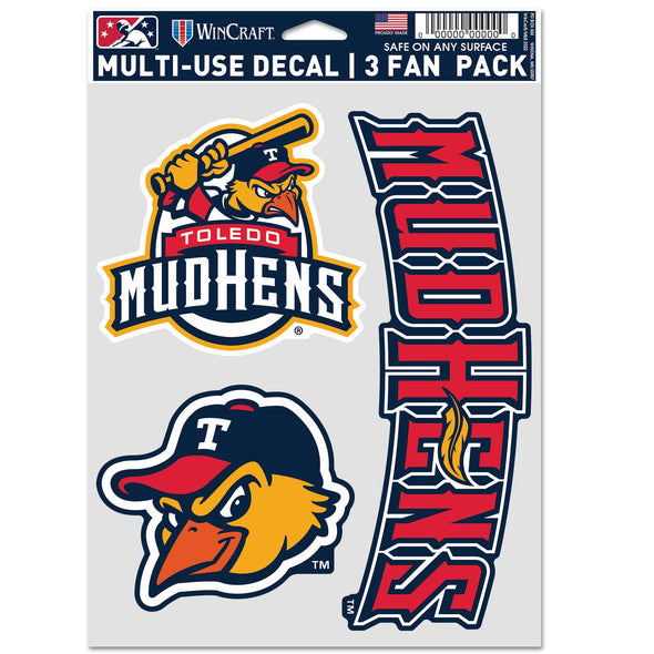 Toledo Mud Hens 3 Pack Decal Sheet