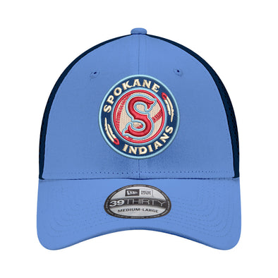 Spokane Indians New Era 39THIRTY Flex Fit Sky Blue & Navy Cap
