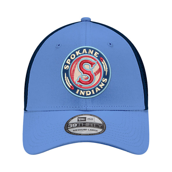 Spokane Indians New Era 39THIRTY Flex Fit Sky Blue & Navy Cap