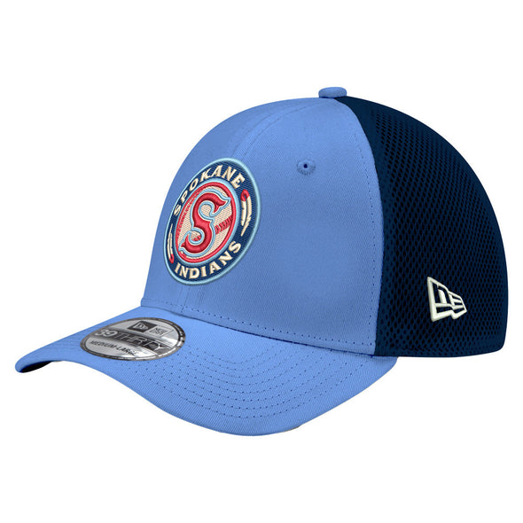 Spokane Indians New Era 39THIRTY Flex Fit Sky Blue & Navy Cap