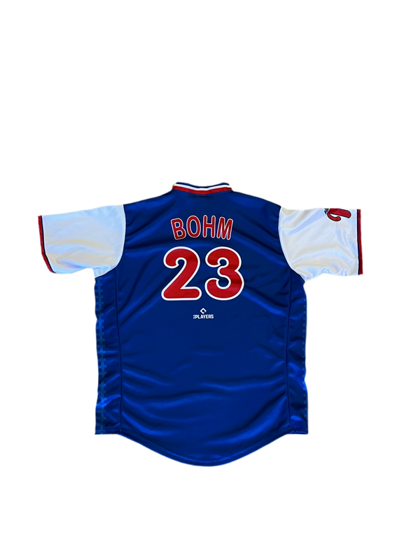 OT Sports Alec Bohm Royal Blue R-Phils Train Throwback Adult Replica Jersey