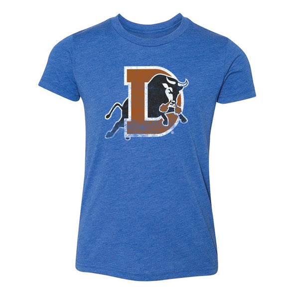 Durham Bulls 108 Stitches Youth Royal Vintage D Logo Tee