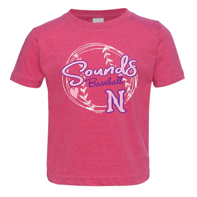 Nashville Sounds Toddler Vintage Hot Pink Heart Tee