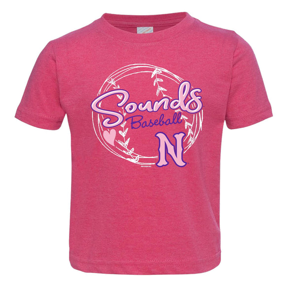 Nashville Sounds Toddler Vintage Hot Pink Heart Tee