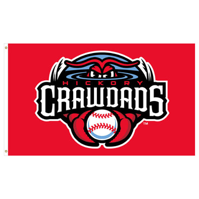 Hickory Crawdads Red Primary Logo 3x5 Garden Flag