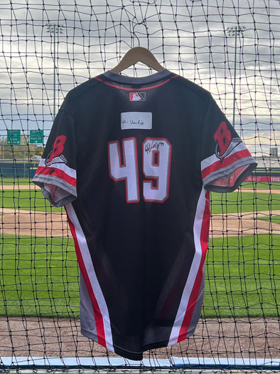 Buffalo Bisons Autographed & Game Worn Sublimated Hockey Black Jersey - CJ Van Eyk #49 Size 46