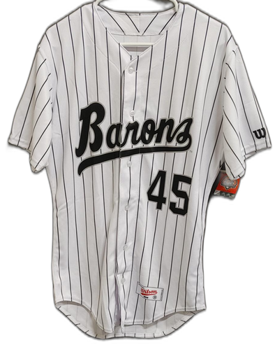 #45 Barons White Pinstripe Jersey