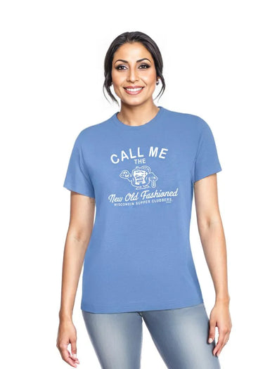 Wisconsin Supper Clubbers Heathered Columbia Blue 1-Color Call Me T-Shirt