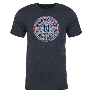 Nashville Sounds 108 Stitches Navy Spelled Out Tee