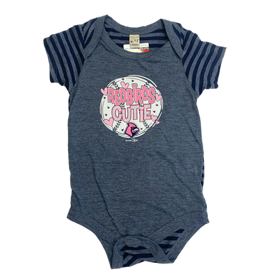 Memphis Redbirds Infant Pink/Heather Navy Striped Onesie