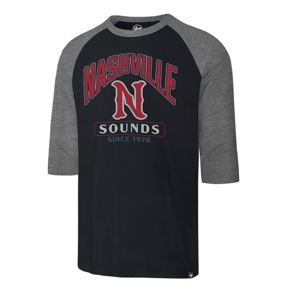 Nashville Sounds '47 Brand Atlas Blue Tracer Franklin Raglan Tee