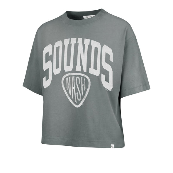 Nashville Sounds '47 Brand Women's Dusted Dark Grey Shale Montauk Crop Tee