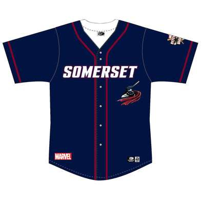 Somerset Patriots Marvel's Defenders of the Diamond Youth Lifestyle Fan Jersey