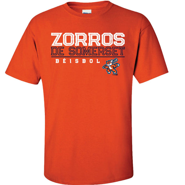 Somerset Patriots Adult Cotton Copa de la Diversion Zorros de Somerset Opposition Tshirt