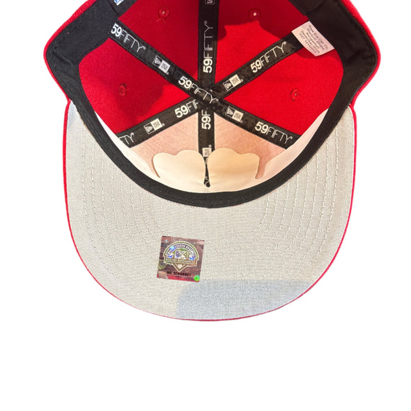 New Era Kid's 59Fifty Road- Red w/ Navy Feathered "R"