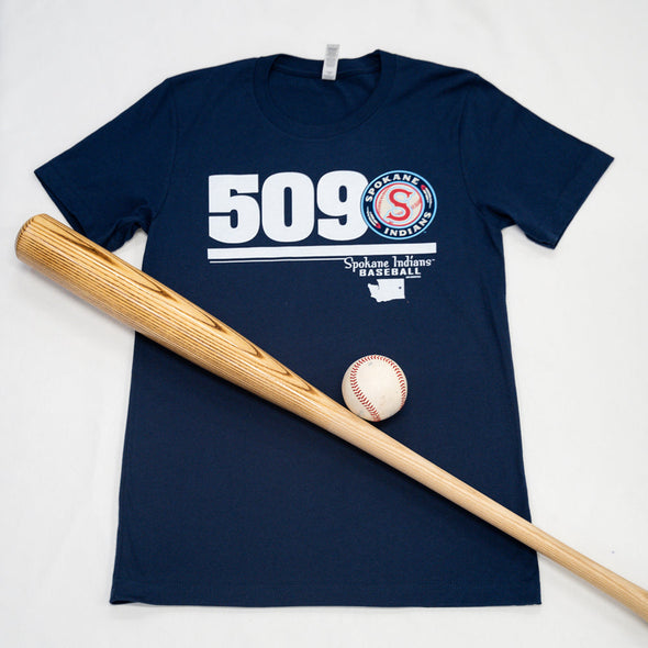 Spokane Indians Navy Bonds 509 Tee