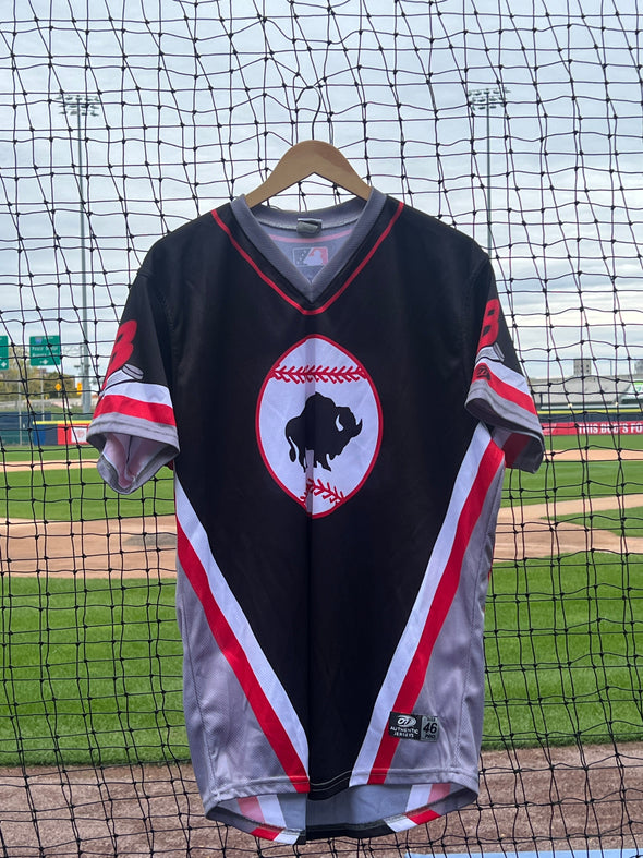 Buffalo Bisons Autographed & Game Worn Sublimated Hockey Black Jersey - Lazaro Estrada #35 Size 46