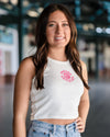 Women's White & Pink Cropped Tank