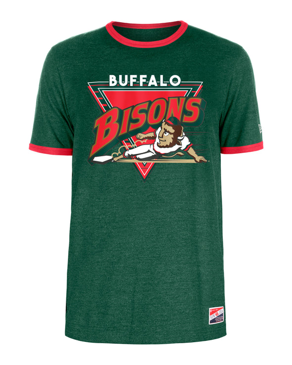 Buffalo Bisons New Era Retro Green Slide Ringer Tee