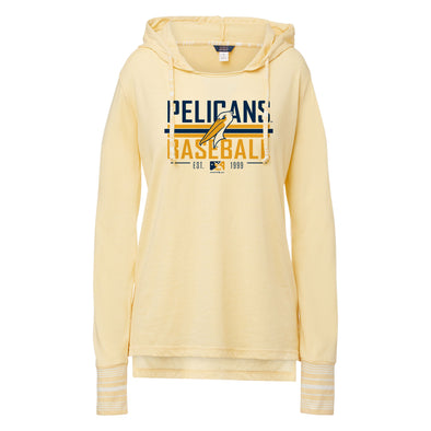 MYRTLE BEACH PELICANS MV SPORT LADIES SUN RAY SERENITY HOODED TEE