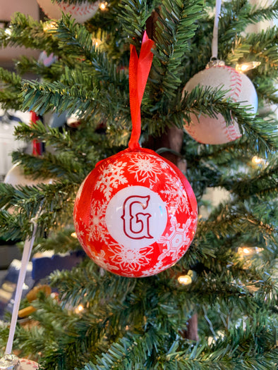 Greenville Drive Red Snowflake Ornament with G Logo
