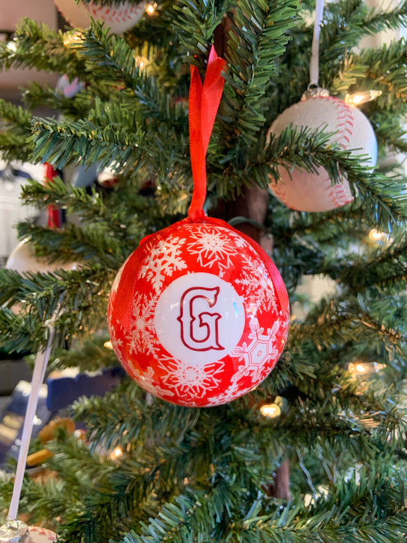 Greenville Drive Red Snowflake Ornament with G Logo
