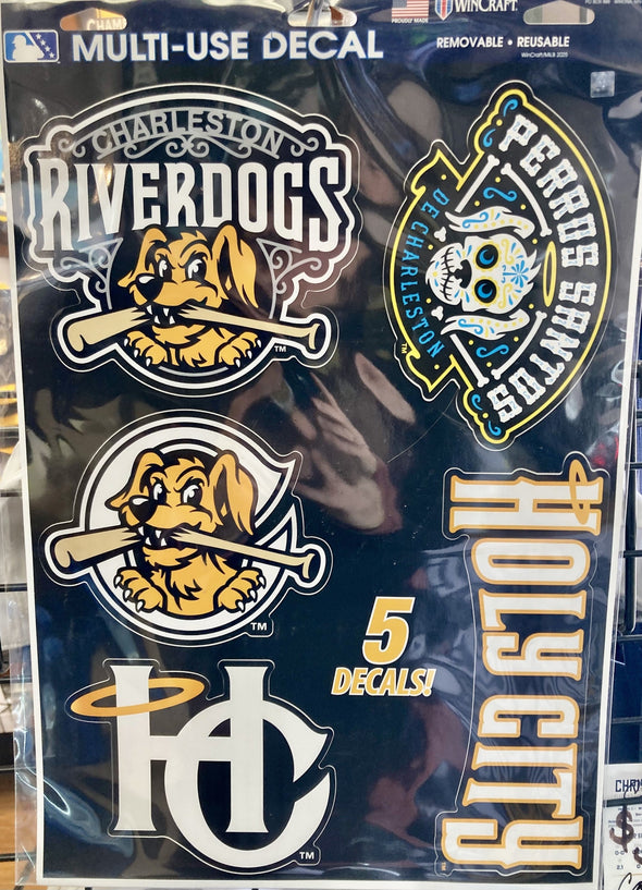 Charleston RiverDogs Logo Decal 5 Pack Set