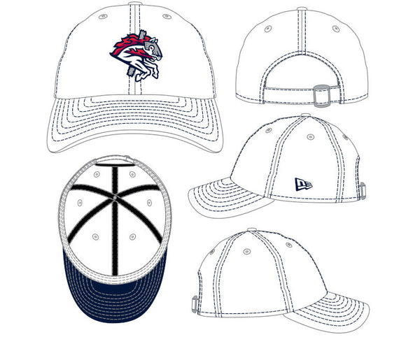 BRP Adult White Casual Classic 920 Adjustable Hat With Blue Stitching Details