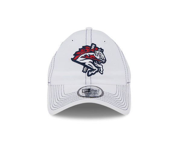 BRP NEW!  ADULT WHITE CASUAL CLASSIC 920 ADJUSTABLE HAT WITH BLUE STITCHING DETAILS