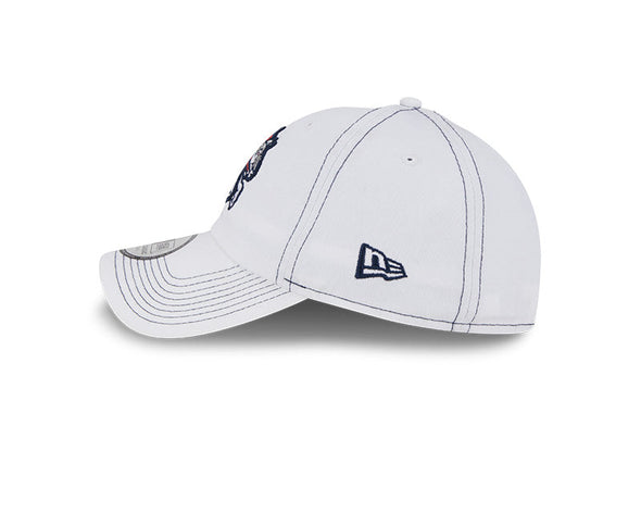 BRP NEW!  ADULT WHITE CASUAL CLASSIC 920 ADJUSTABLE HAT WITH BLUE STITCHING DETAILS