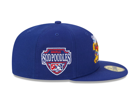 Amarillo Sod Poodles New Era Blue Lean A 59FIFTY Patch Fitted Cap