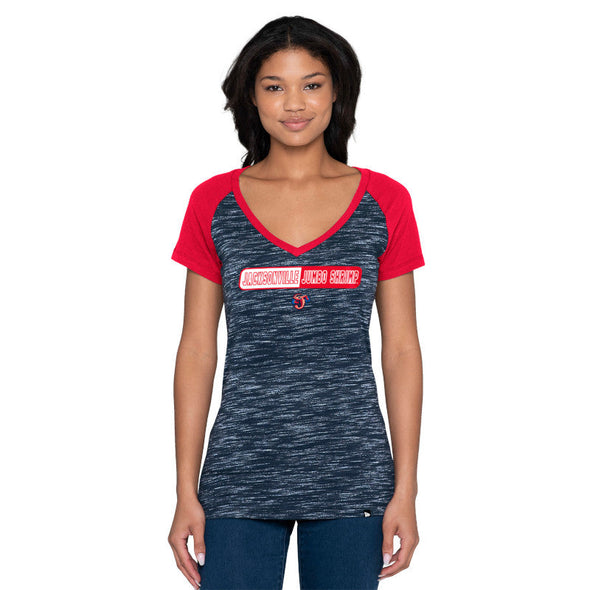 Jacksonville Jumbo Shrimp New Era Ladies Space Dye V-Neck Tee