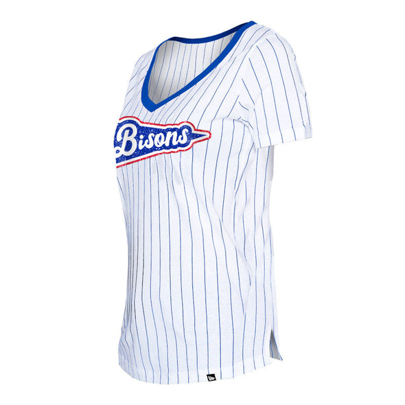 Buffalo Bisons Ladies New Era Pinstripe Vneck Tee