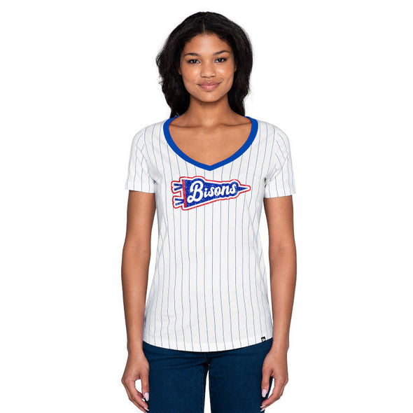 Buffalo Bisons Ladies New Era Pinstripe Vneck Tee