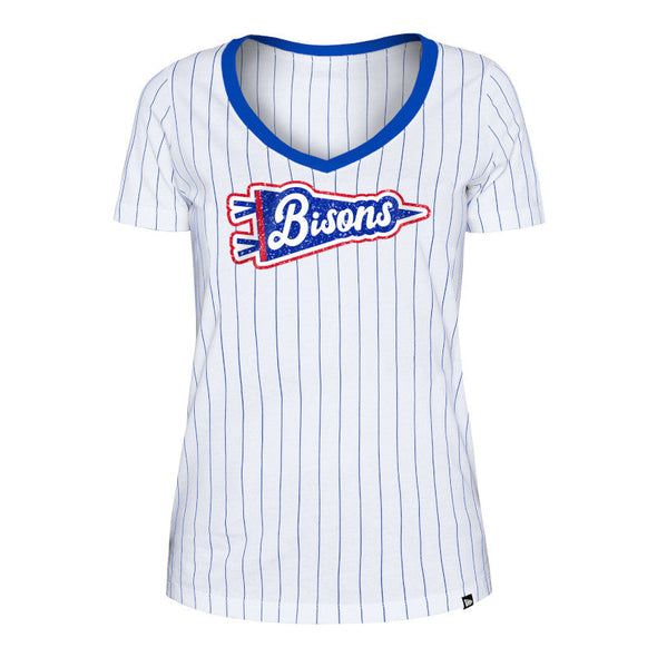 Buffalo Bisons Ladies New Era Pinstripe Vneck Tee