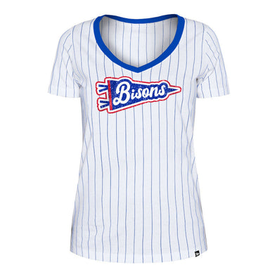 Buffalo Bisons Ladies New Era Pinstripe Vneck Tee