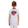 Jacksonville Jumbo Shrimp New Era Youth Girls Pinstripe Pennant V-Neck Tee