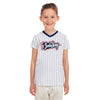 Jacksonville Jumbo Shrimp New Era Youth Girls Pinstripe Pennant V-Neck Tee