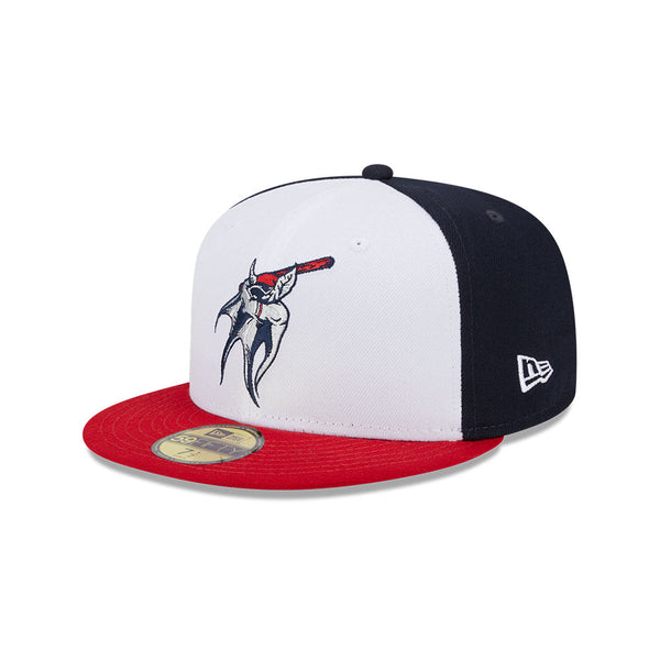 Louisville Bats MILB MARVEL DEFENDERS White-Navy-Red Fitted Hat