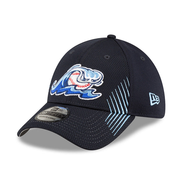 West Michigan Whitecaps New Era Navy Dash/Side Hash Stretch-Fit 39THIRTY Cap