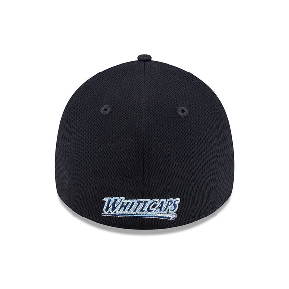 West Michigan Whitecaps New Era Navy Dash/Side Hash Stretch-Fit 39THIRTY Cap