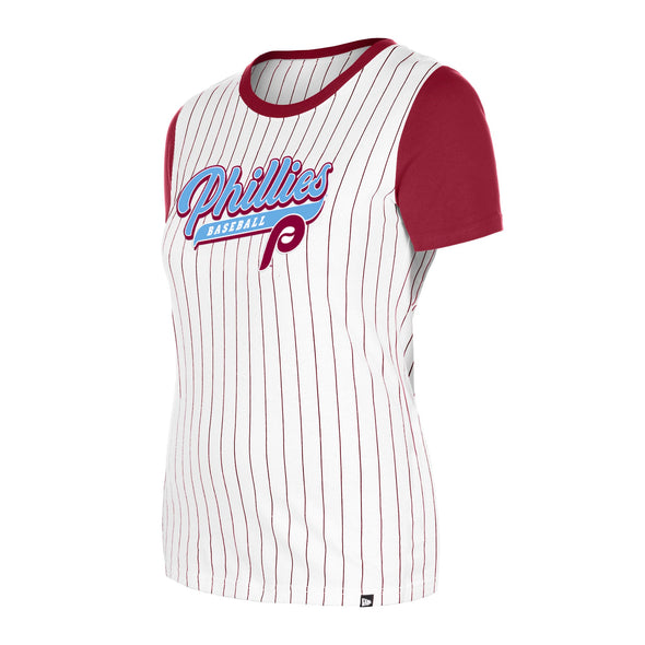 New Era Cooperstown Collection Women's Retro Phillies Pinstripe T-Shirt