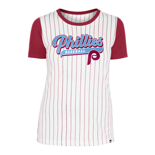 New Era Cooperstown Collection Women's Retro Phillies Pinstripe T-Shirt