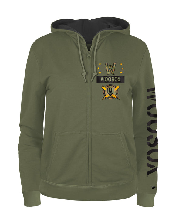 New Era Green 2024 Armed Forces Fleece FZ Hood