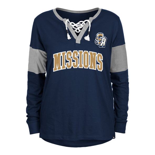 San Antonio Missions Ladies Throwback Lace Up L/S T