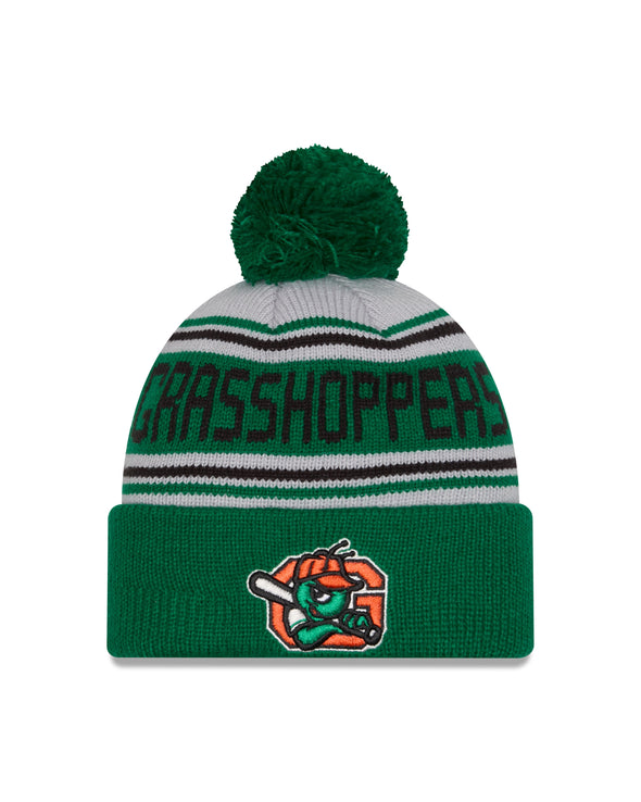 New Era Green Knit Cap With Pom