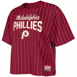 New Era Philadelphia Phillies Cooperstown Pinstripe Cropped T-Shirt