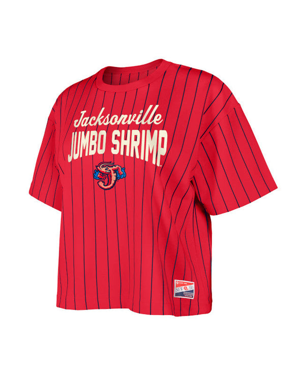 Jacksonville Jumbo Shrimp New Era Women's Boxy Pinstripe Tee