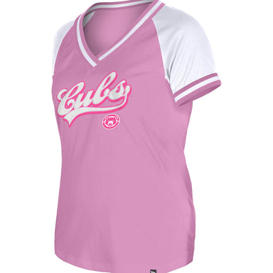 South Bend Cubs New Era Women's Pink V-Neck T-shirt