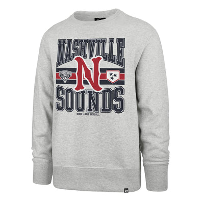 Nashville Sounds '47 Brand Relay Grey Letters Headline Crew Sweatshirt